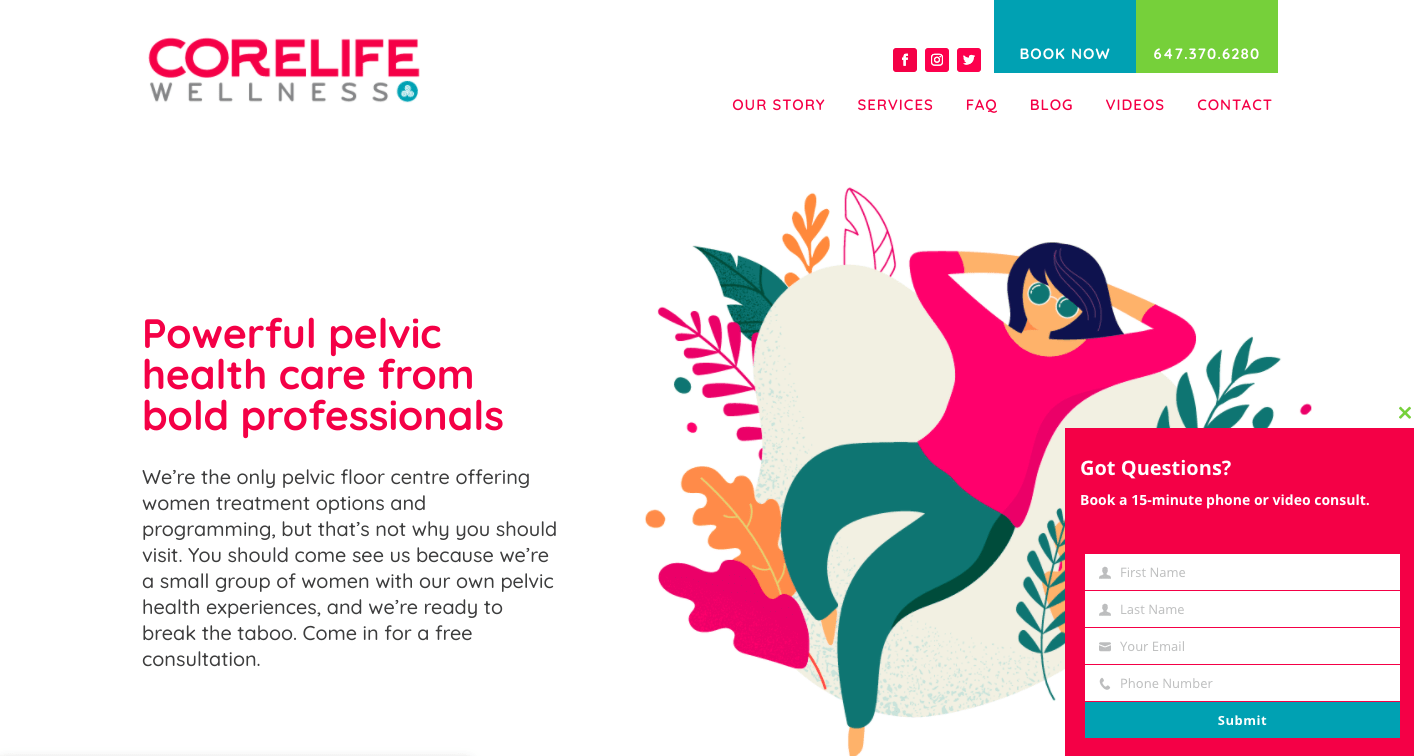 Corelife Wellness website homepage