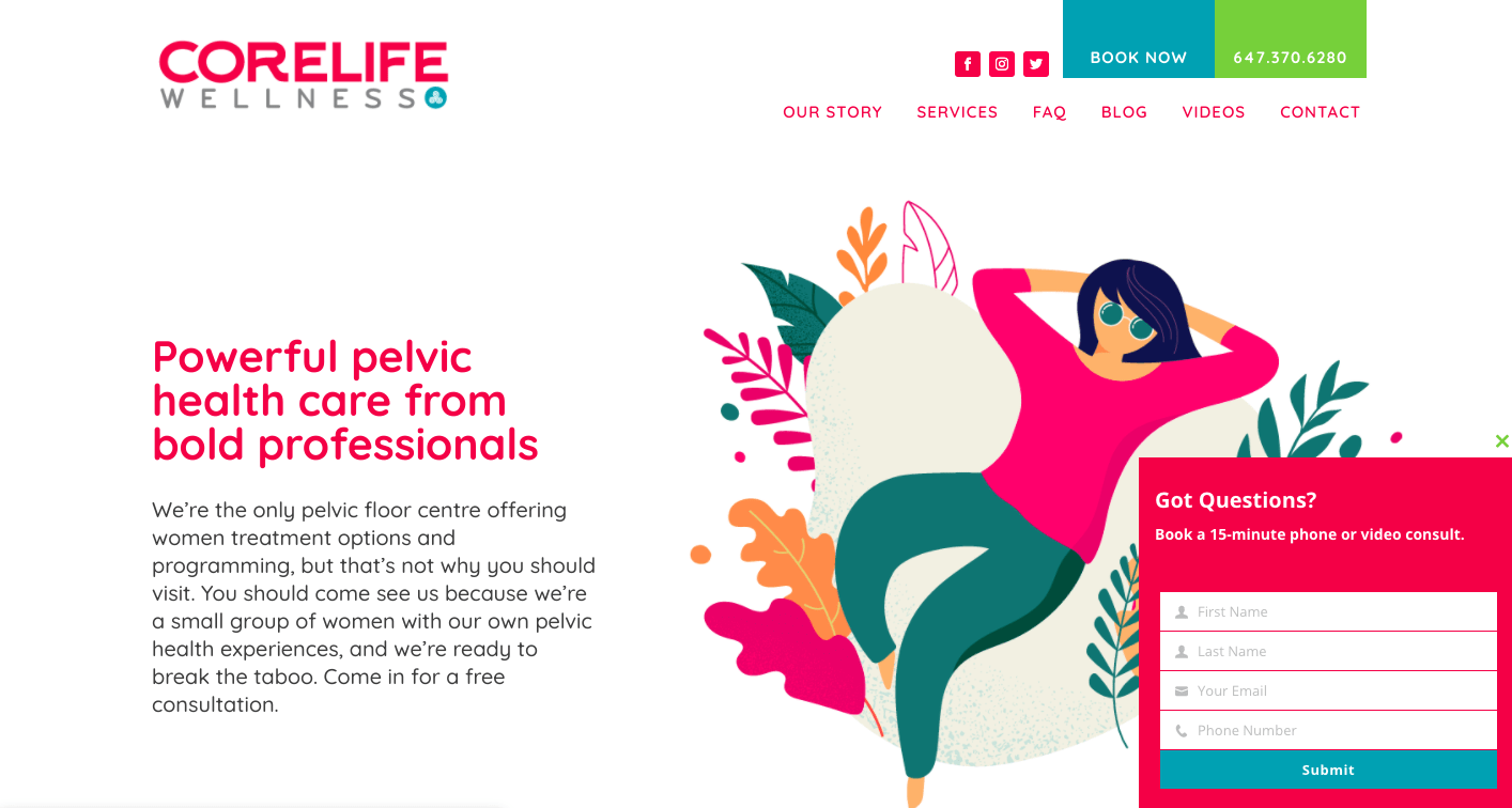corelife-wellness-homepage Corelife Wellness website homepage
